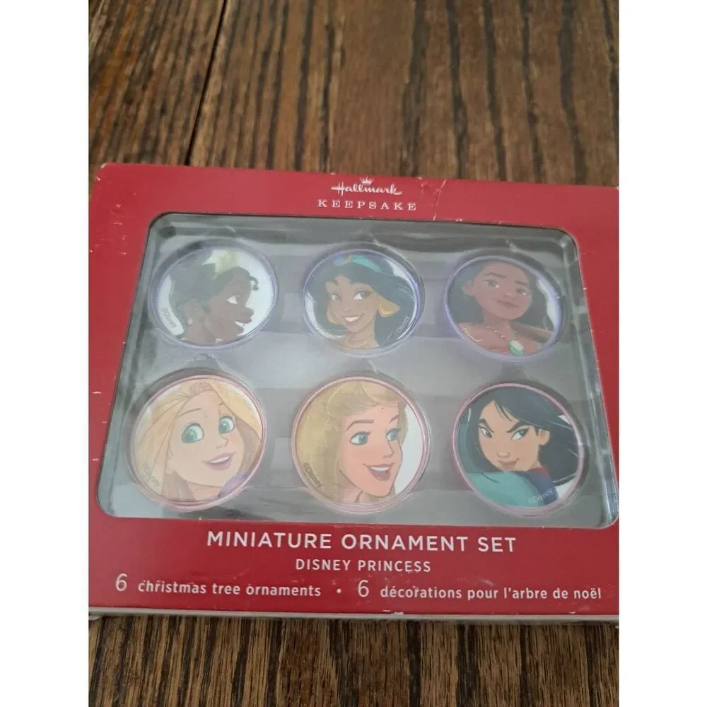 Hallmark 2022 Disney Princess Miniature Ornament Set Six Piece Artist Crafted